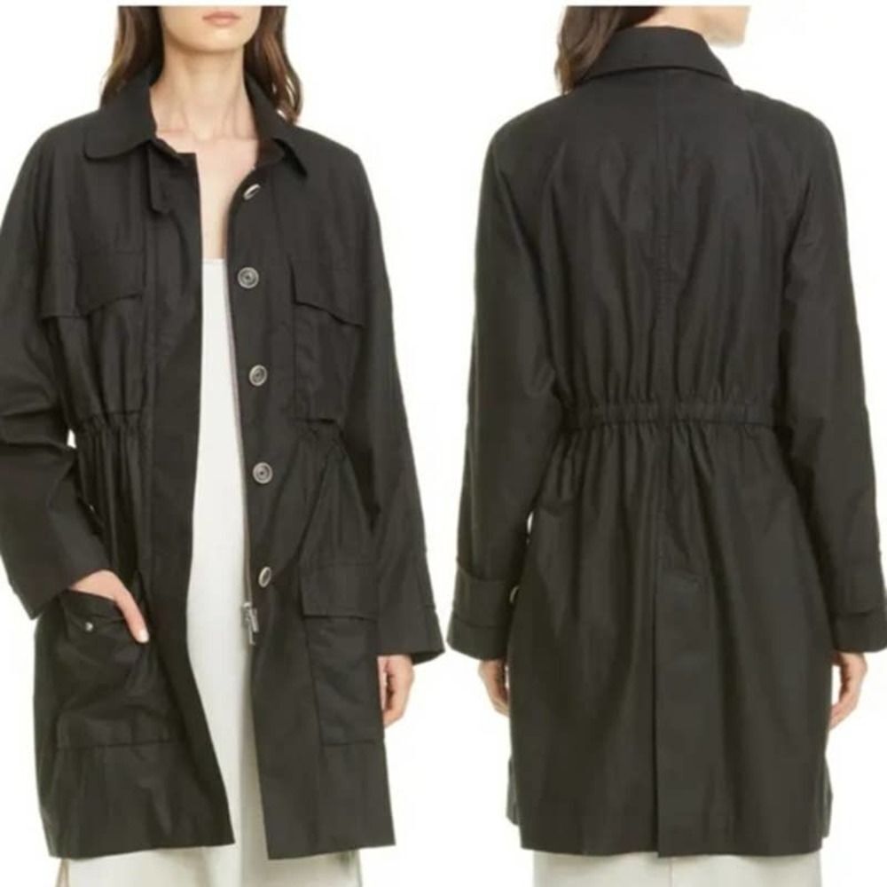 ATM Anthony Thomas Melillo Black Paper Cotton Field Coat Long Womens M NWT